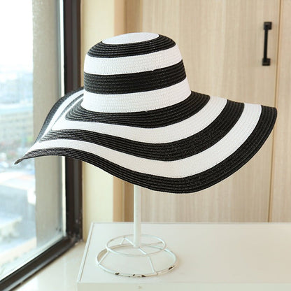 Striped Beach Hat Sun Visor Straw Hat - Urban Caps