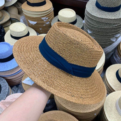 Summer Hat Flat Straw Hat Fedoras Hat - Urban Caps