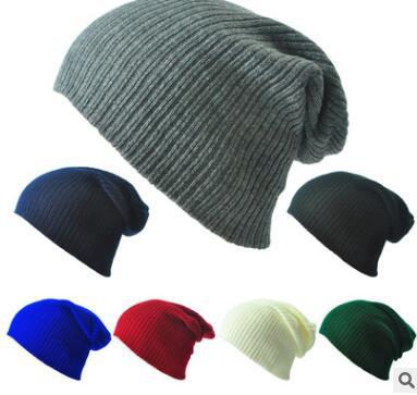 Warm Solid Color Striped Cap Beanies - Urban Caps
