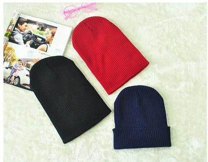 Warm Solid Color Striped Cap Beanies - Urban Caps