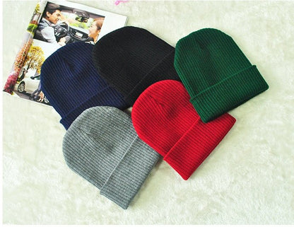 Warm Solid Color Striped Cap Beanies - Urban Caps