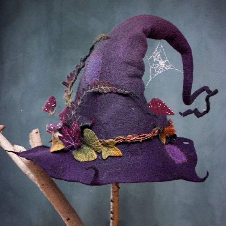 Women Modern Witch Hat Costume Pointed Wool Felt Halloween Party Hats Witch Hat - Urban Caps