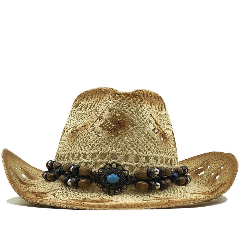 Women's Outdoor Seaside Beach Hat Cowboy Straw Hat Fedoras Hat - Urban Caps