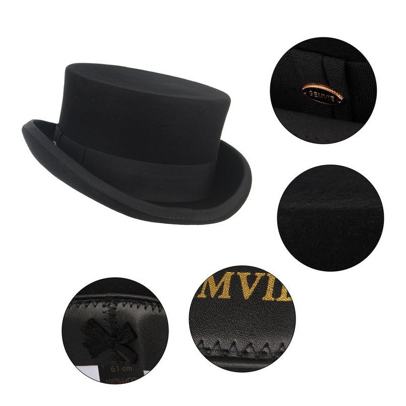 Wool Felt Top Hat For Men And Women With New Cylinder Hat Magician Hat Fedoras Hat - Urban Caps
