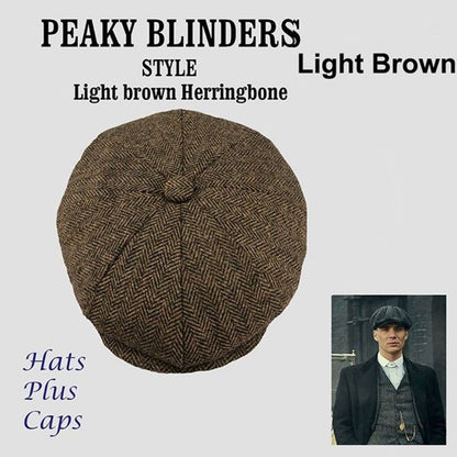 Wool Newsboy Caps Men Herringbone Flat Cap - Urban Caps
