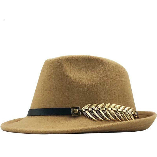 Woolen Hat British Retro Jazz Hat Fashion Casual Fishbone Belt Decoration Small Top Fedoras Hat - Urban Caps