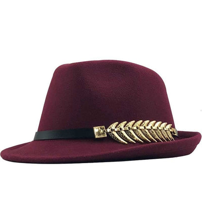Woolen Hat British Retro Jazz Hat Fashion Casual Fishbone Belt Decoration Small Top Fedoras Hat - Urban Caps