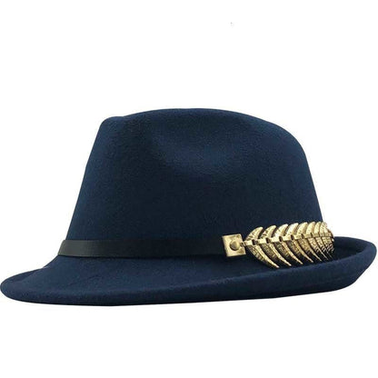 Woolen Hat British Retro Jazz Hat Fashion Casual Fishbone Belt Decoration Small Top Fedoras Hat - Urban Caps